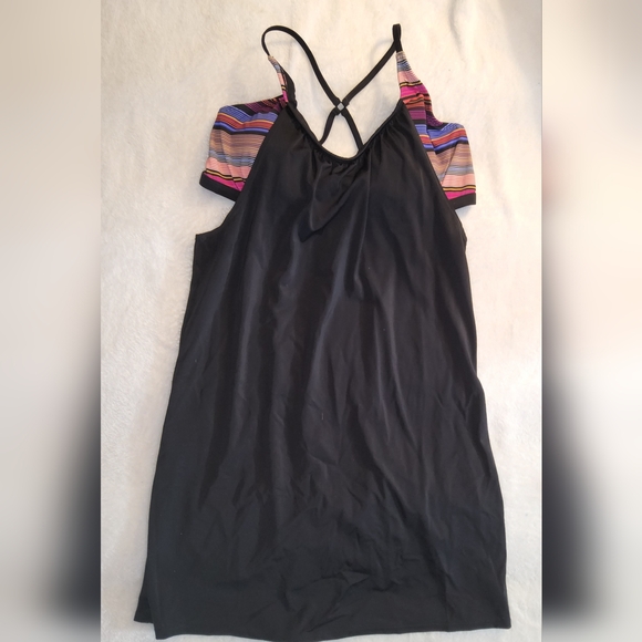 Athleta Tops - Athleta Black Swim Tank with Attached Multicolor Bralet